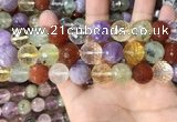 CMQ555 15.5 inches 14mm faceted round colorfull quartz beads