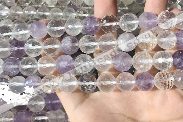 CMQ557 15.5 inches 12mm faceted round colorfull quartz beads