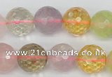 CMQ56 15.5 inches 16mm faceted round multicolor quartz beads