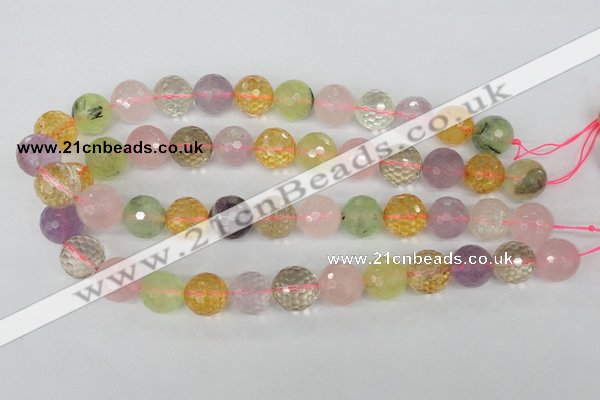 CMQ56 15.5 inches 16mm faceted round multicolor quartz beads