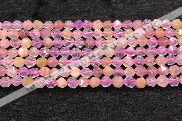 CMQ565 15.5 inches 6mm faceted nuggets mixed quartz beads