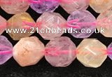 CMQ566 15.5 inches 8mm faceted nuggets mixed quartz beads