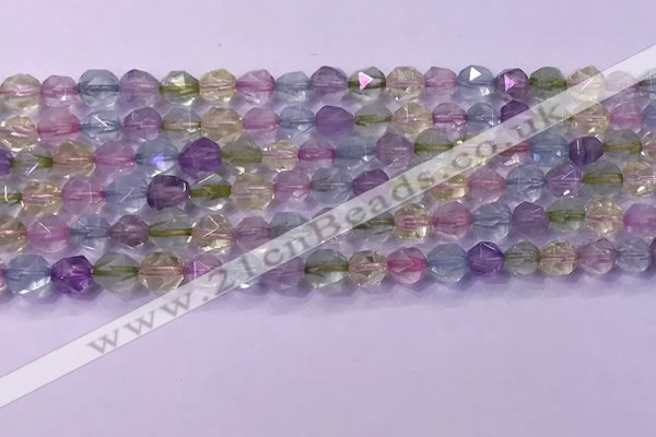 CMQ575 15.5 inches 6mm faceted round mixed quartz beads