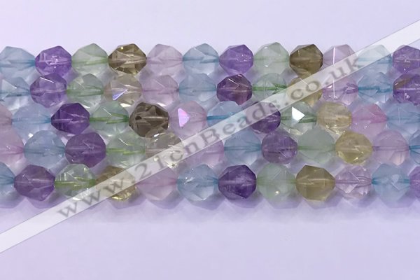 CMQ578 15.5 inches 12mm faceted round mixed quartz beads