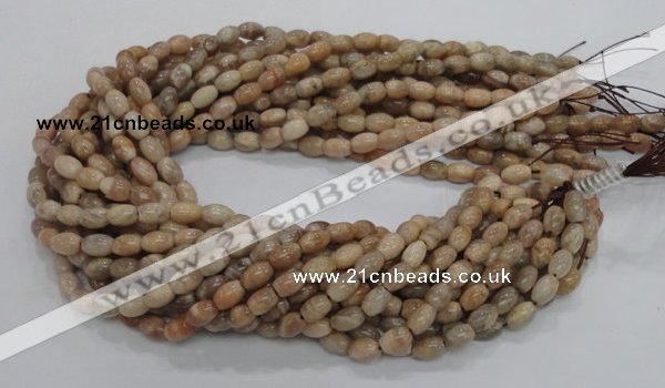 CMS06 15.5 inches 6*10mm rice moonstone gemstone beads wholesale