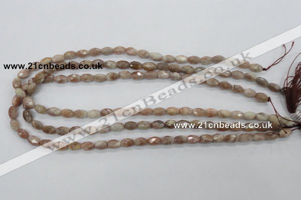 CMS100 15.5 inches 6*9mm faceted rice moonstone gemstone beads