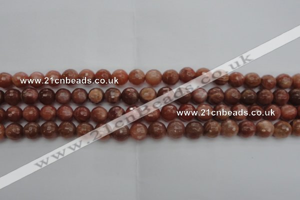 CMS1012 15.5 inches 8mm faceted round AA grade moonstone beads