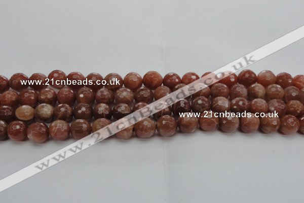 CMS1014 15.5 inches 10mm faceted round AA grade moonstone beads