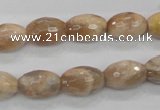 CMS102 15.5 inches 10*14mm faceted rice moonstone gemstone beads