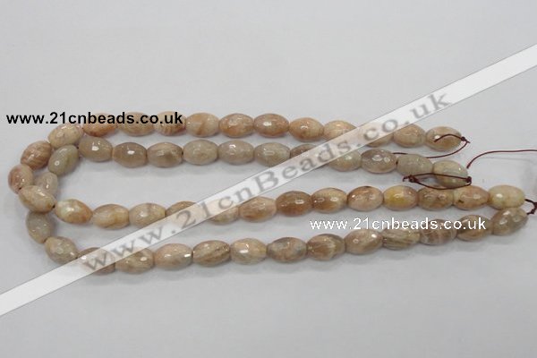 CMS102 15.5 inches 10*14mm faceted rice moonstone gemstone beads