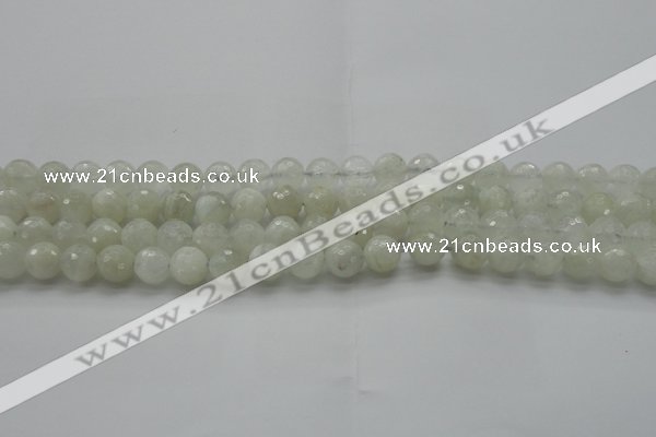 CMS1042 15.5 inches 8mm faceted round A grade white moonstone beads