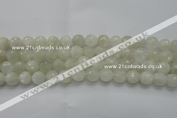 CMS1044 15.5 inches 12mm faceted round A grade white moonstone beads