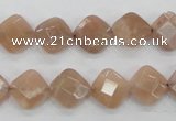 CMS105 15.5 inches 10*10mm faceted diamond moonstone gemstone beads