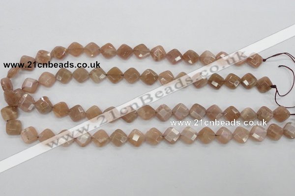 CMS105 15.5 inches 10*10mm faceted diamond moonstone gemstone beads