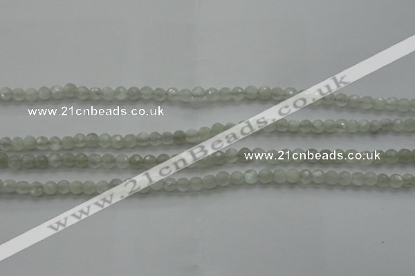 CMS1054 15.5 inches 4mm faceted round grey moonstone beads wholesale