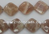 CMS106 15.5 inches 14*14mm faceted diamond moonstone gemstone beads