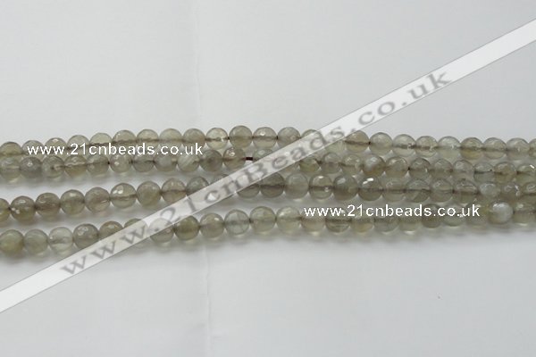 CMS1060 15.5 inches 6mm faceted round grey moonstone beads wholesale