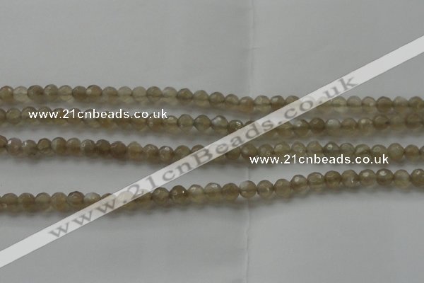 CMS1067 15.5 inches 6mm faceted round grey moonstone beads wholesale