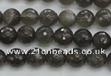 CMS1075 15.5 inches 6mm faceted round grey moonstone beads wholesale