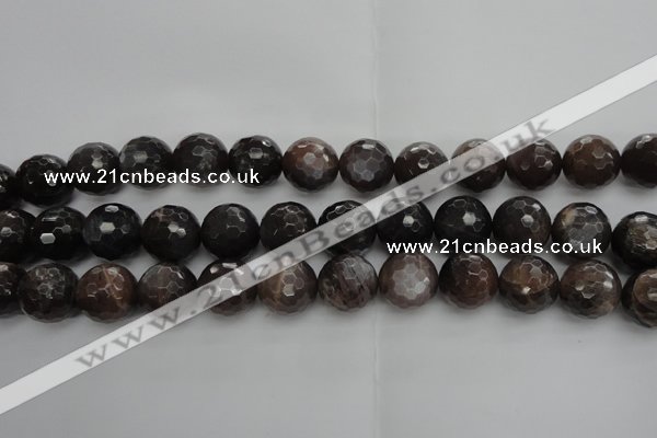 CMS1078 15.5 inches 12mm faceted round grey moonstone beads wholesale