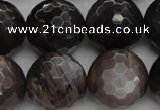 CMS1079 15.5 inches 14mm faceted round grey moonstone beads wholesale