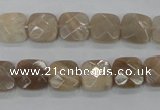 CMS108 15.5 inches 10*10mm faceted square moonstone gemstone beads