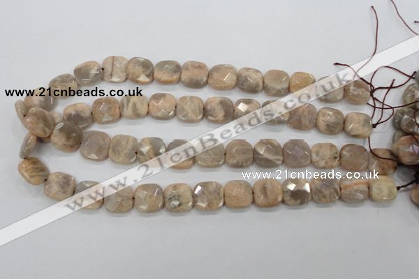 CMS109 15.5 inches 15*15mm faceted square moonstone gemstone beads