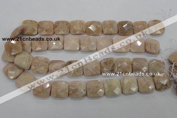 CMS110 15.5 inches 20*20mm faceted square moonstone gemstone beads