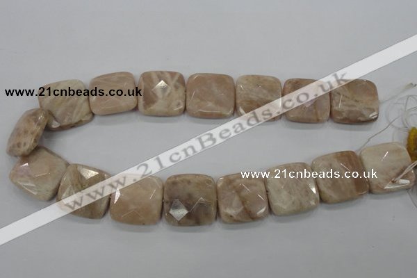 CMS111 15.5 inches 25*25mm faceted square moonstone gemstone beads