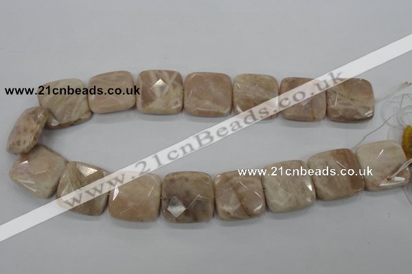 CMS111 15.5 inches 25*25mm faceted square moonstone gemstone beads