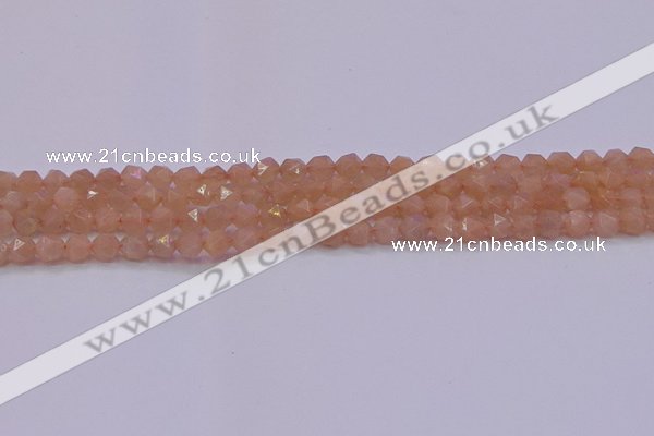 CMS1131 15.5 inches 6mm faceted nuggets peach moonstone beads