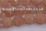 CMS1133 15.5 inches 10mm faceted nuggets peach moonstone beads