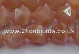 CMS1134 15.5 inches 12mm faceted nuggets peach moonstone beads