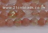 CMS1136 15.5 inches 6mm faceted nuggets rainbow moonstone beads