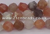 CMS1137 15.5 inches 8mm faceted nuggets rainbow moonstone beads