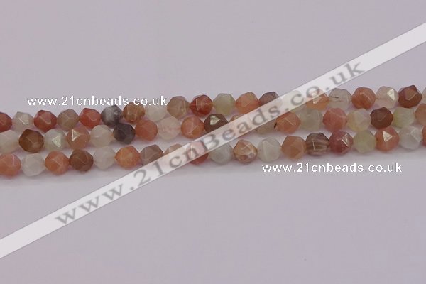 CMS1137 15.5 inches 8mm faceted nuggets rainbow moonstone beads