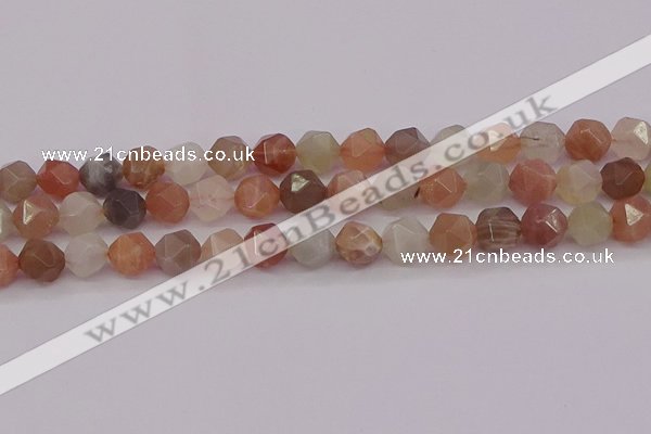 CMS1139 15.5 inches 12mm faceted nuggets rainbow moonstone beads