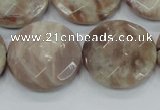 CMS114 15.5 inches 25mm faceted coin moonstone gemstone beads