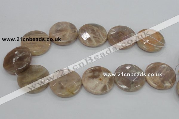 CMS115 15.5 inches 35mm faceted coin moonstone gemstone beads