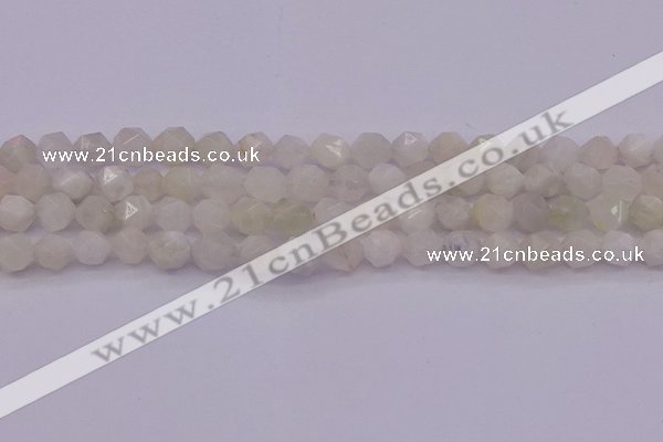 CMS1155 15.5 inches 10mm faceted nuggets white moonstone beads