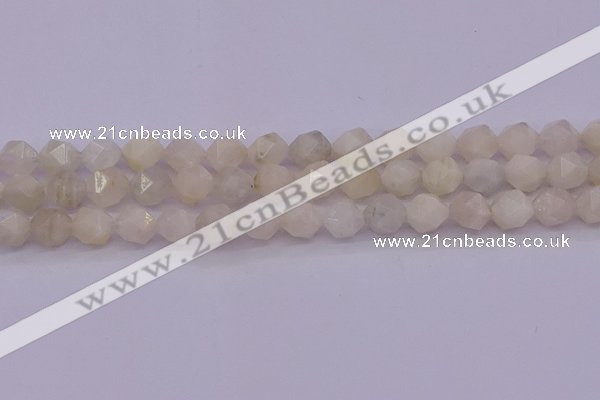 CMS1156 15.5 inches 12mm faceted nuggets white moonstone beads