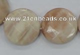 CMS116 15.5 inches 25mm faceted coin moonstone gemstone beads