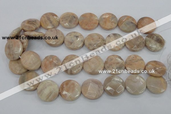 CMS116 15.5 inches 25mm faceted coin moonstone gemstone beads