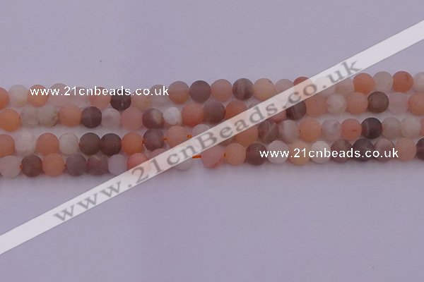 CMS1160 15.5 inches 6mm round matte rainbow moonstone beads