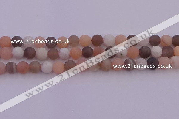 CMS1161 15.5 inches 8mm round matte rainbow moonstone beads