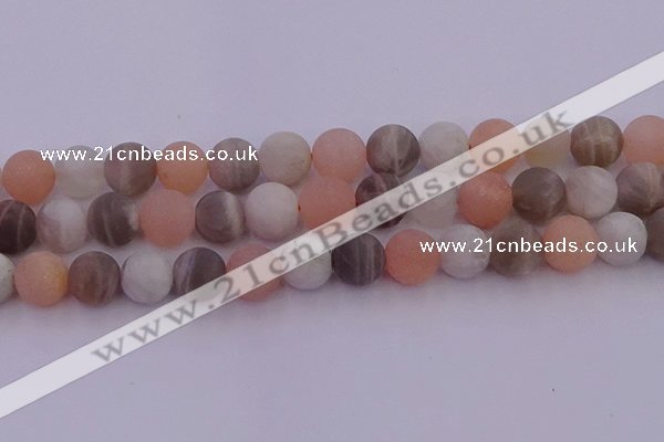 CMS1162 15.5 inches 10mm round matte rainbow moonstone beads