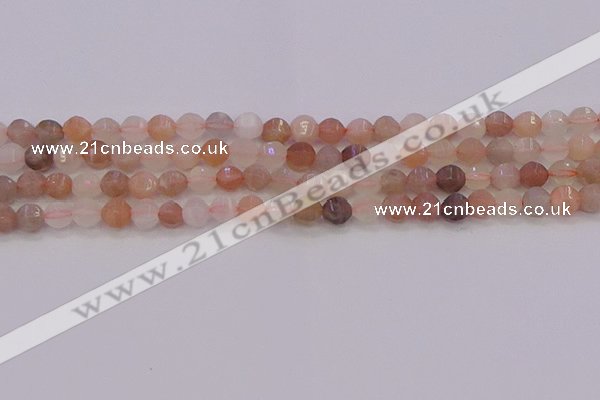 CMS1166 15.5 inches 6mm faceted round rainbow moonstone beads