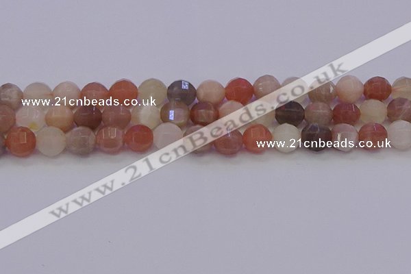 CMS1168 15.5 inches 10mm faceted round rainbow moonstone beads