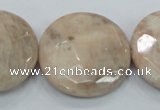 CMS117 15.5 inches 30mm faceted coin moonstone gemstone beads