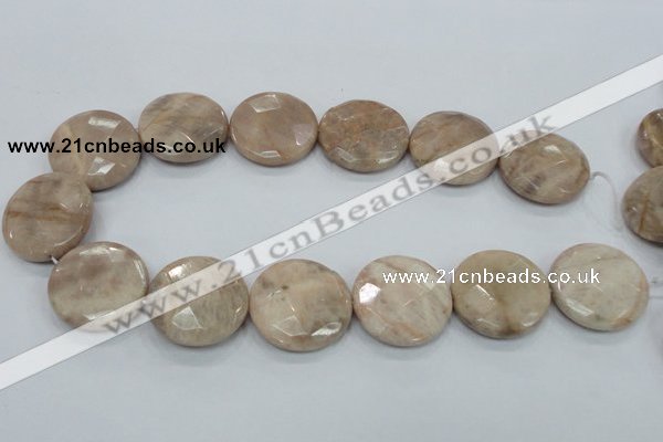 CMS117 15.5 inches 30mm faceted coin moonstone gemstone beads